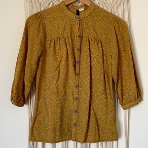 Flat neckline Marigold color Button up shirt